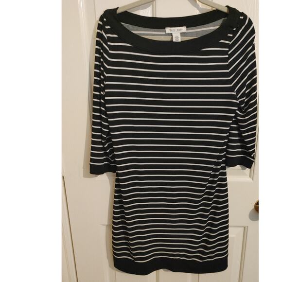 White House Black Market Dress Shift Striped Black White Medium - Picture 1 of 4